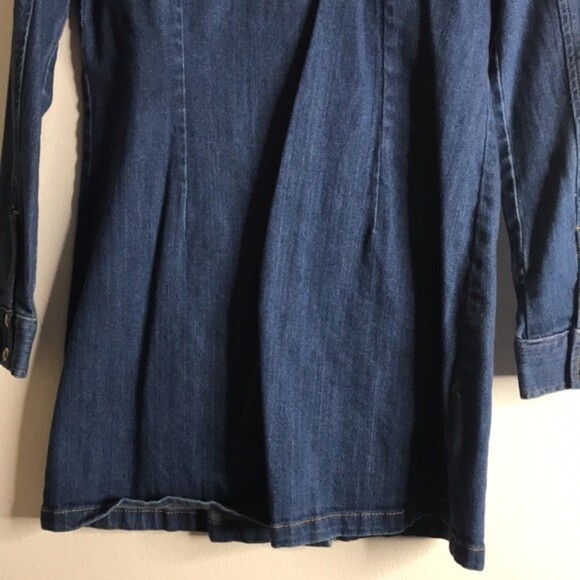 Kendall Kylie Denim Western Mini Dress Pearl Snap size medium - Picture 11 of 11